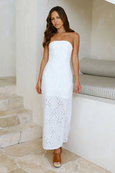 Ocean Air Oasis Strapless Maxi Dress White