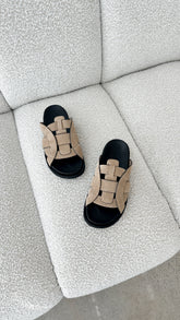 Pasquale Slides - Natural Suede