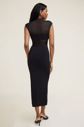 Sculpt Sheer Cowl Maxi Dress