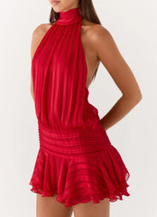 Willow Chiffon Mini Dress - Red