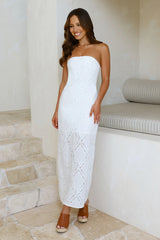 Ocean Air Oasis Strapless Maxi Dress White