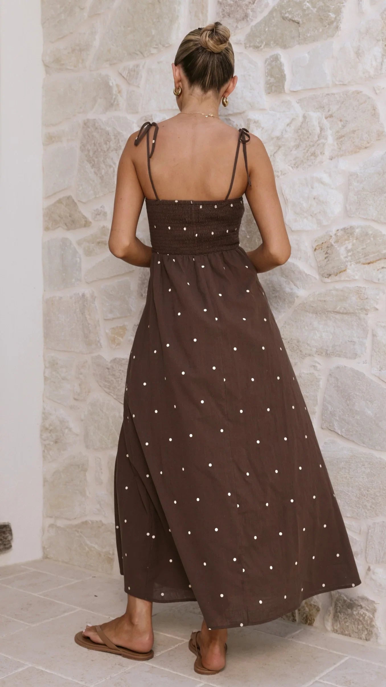 Tammy Maxi Dress - Chocolate Polka