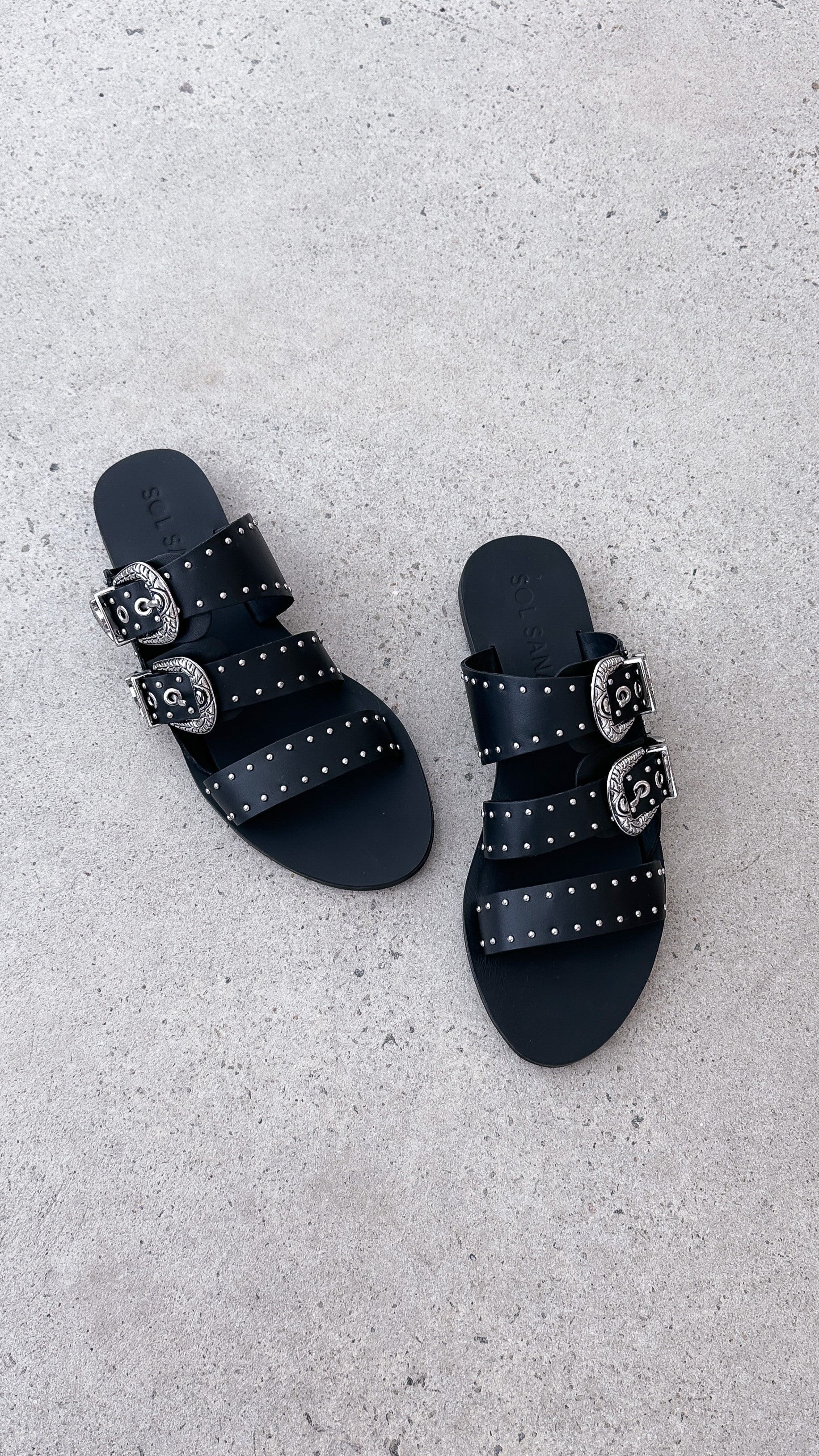 Sol Sana Eastwood Stud Slide - Black / Silver